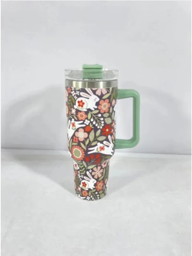 Christmas Stainless Steel Travel Mug with Handle, Lid, and Straw - NexGen Market