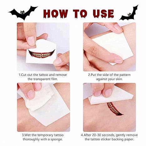 Halloween Prank Makeup Temporary Tattoo, 12PCS Halloween Temporary Face Tattoos, Scary Mouth Tattoo Stickers, Lip Mouth Face Tattoos Decals For Cosplay Party - NexGen Market