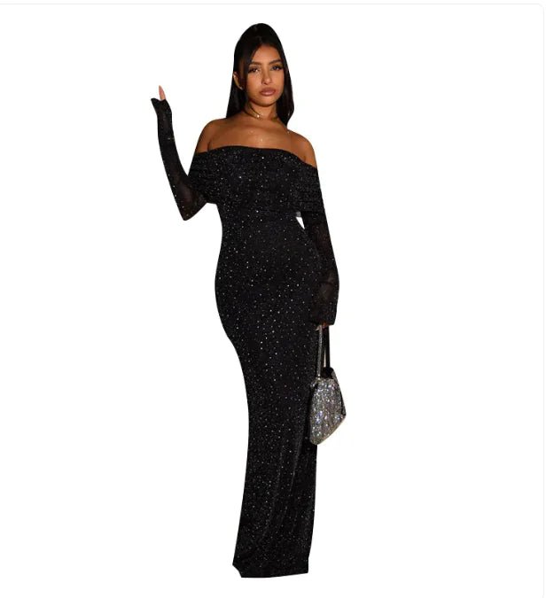 Sequined Off - shoulder Dress Women's Clothing - NexGen Market